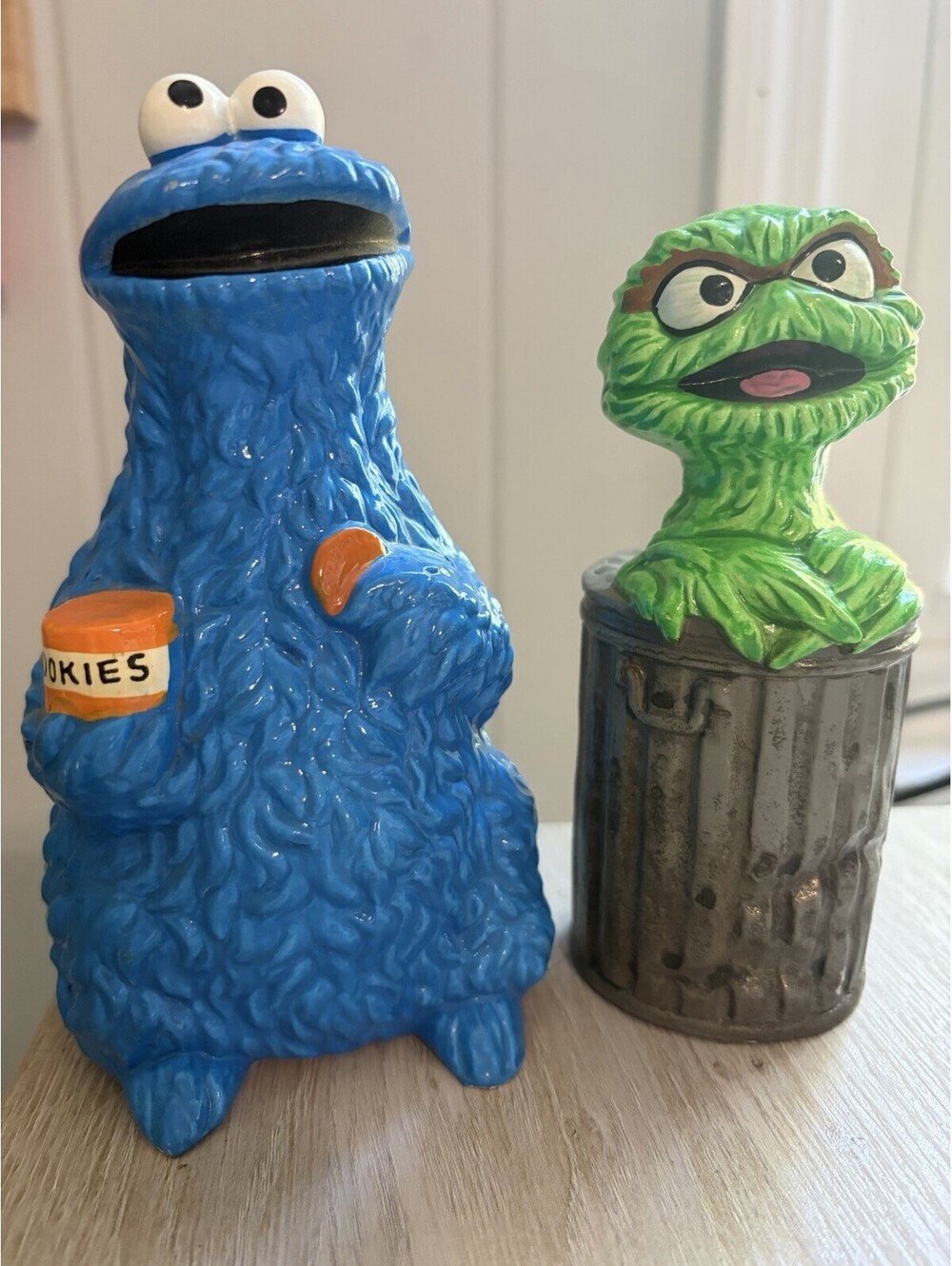 Vintage Gorham Sesame Street Cookie Monster Oscar Grouch Ceramic Figurine Set